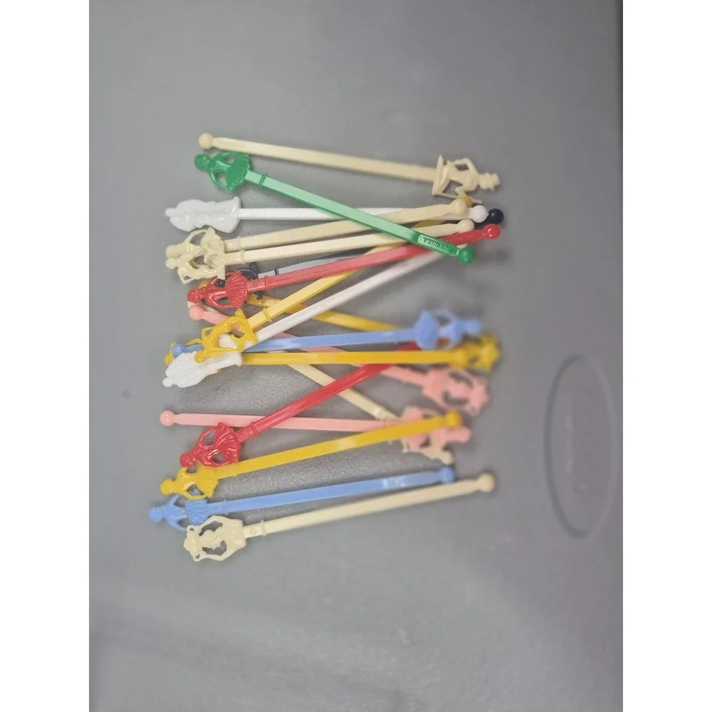 Vintage  Swizzle Sticks Multi-Color Plastic Barware Set Made in USA